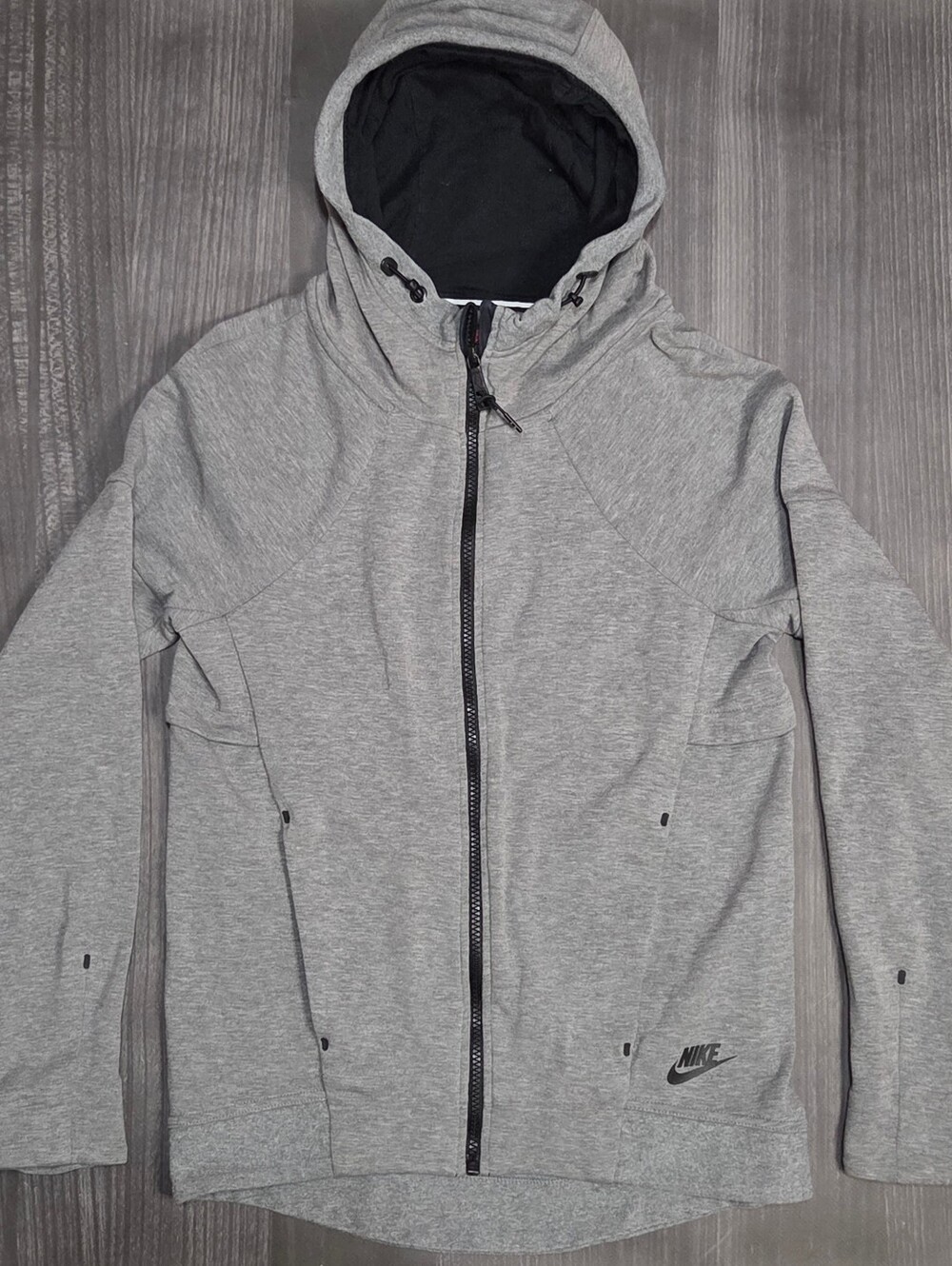 Nike Heather Grey Black Tech Sweatshirt Hoodie Zip Up Women’s Size XS